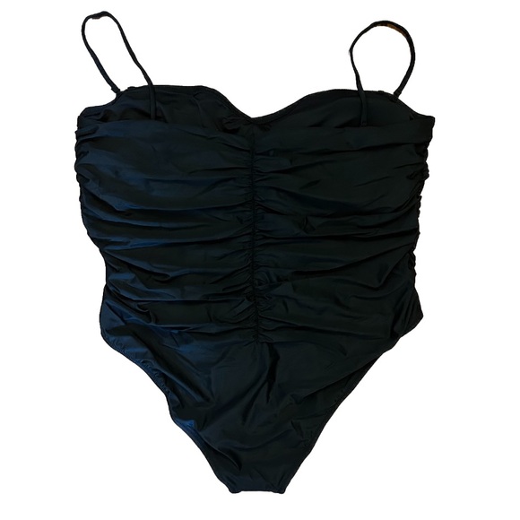 NWT J. Crew Ruched Sweetheart One-Piece Swimsuit Black Size 24 - Picture 5 of 10